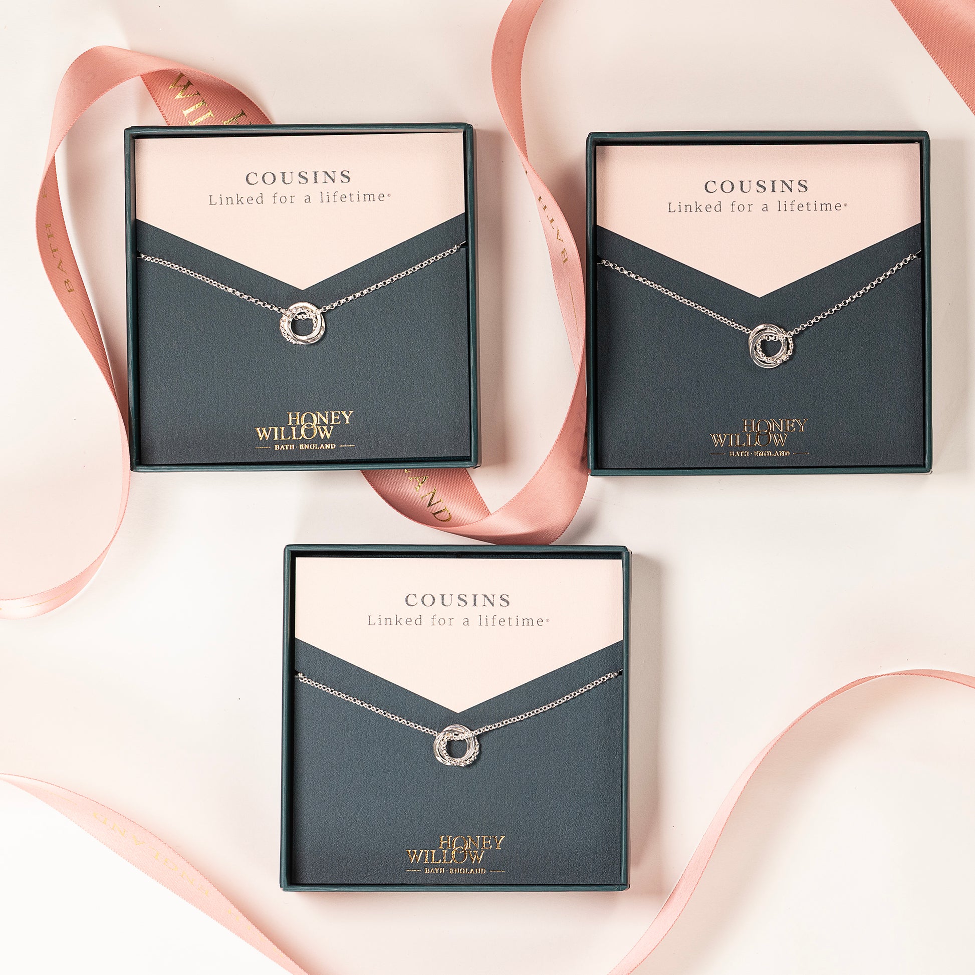 3 Cousins Necklaces Matching Set - Silver Love Knot Necklaces