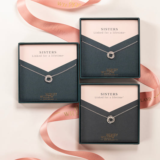 3 Sisters Necklaces Matching Set - Silver Love Knot Necklaces