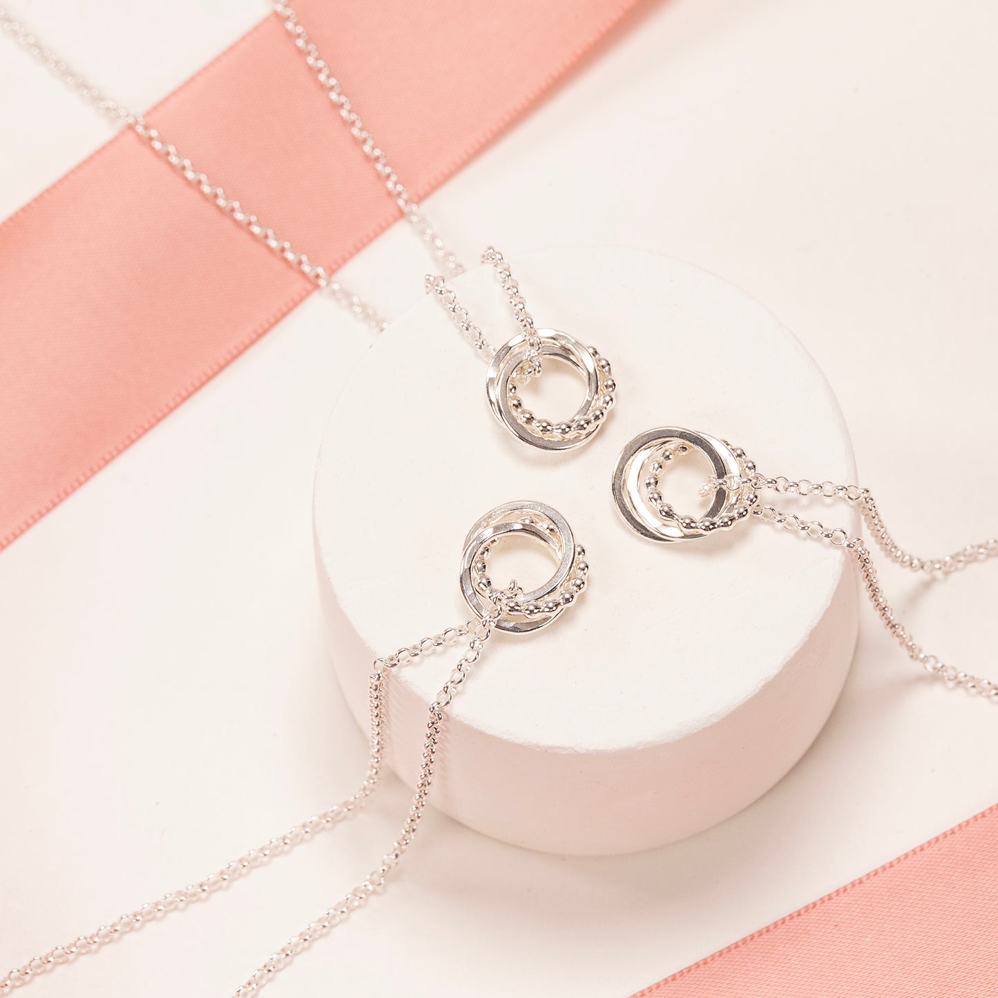 3 Sisters Necklaces Matching Set - Silver Love Knot Necklaces