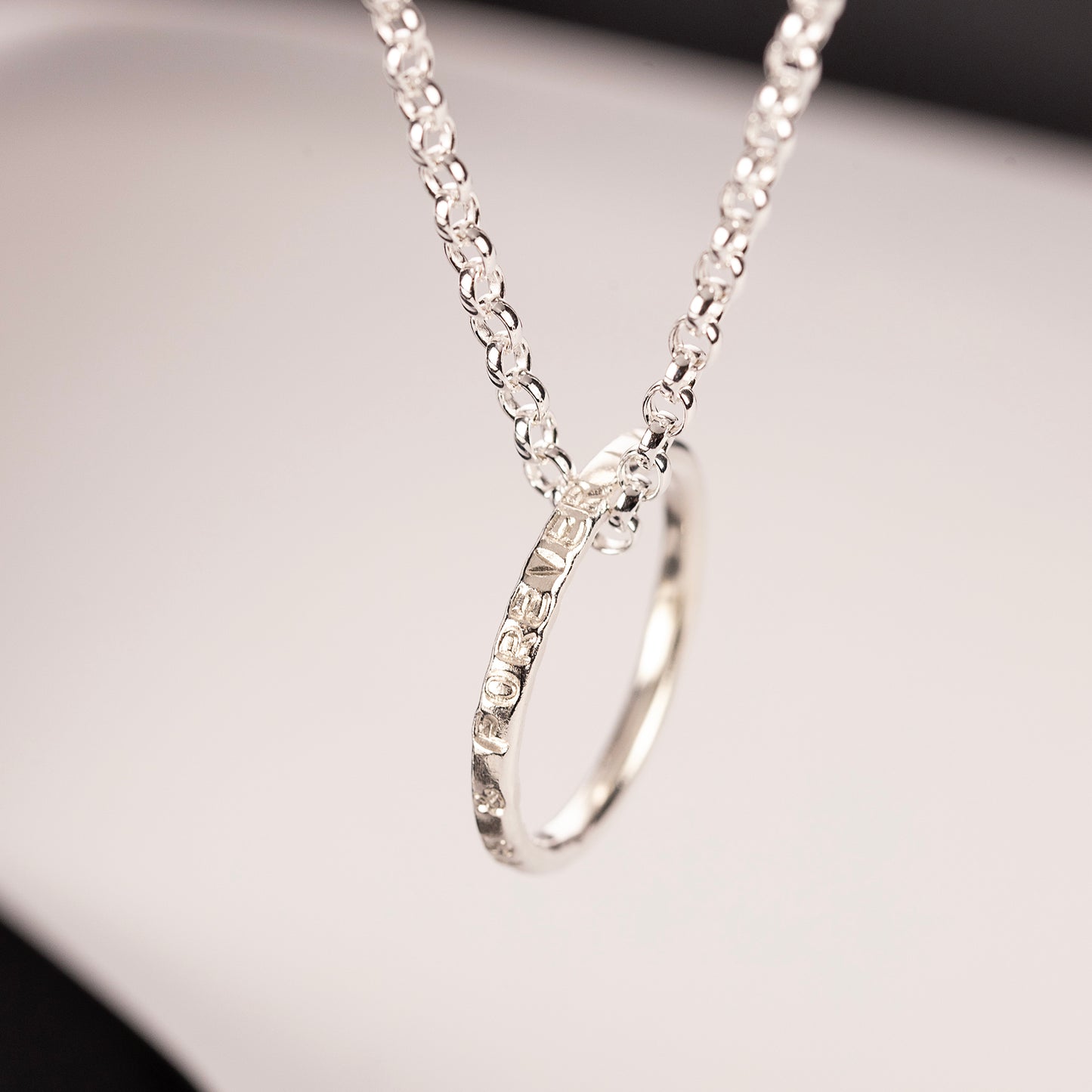 Men's Personalised Silver Link Name Necklace - Side Hand-Stamped