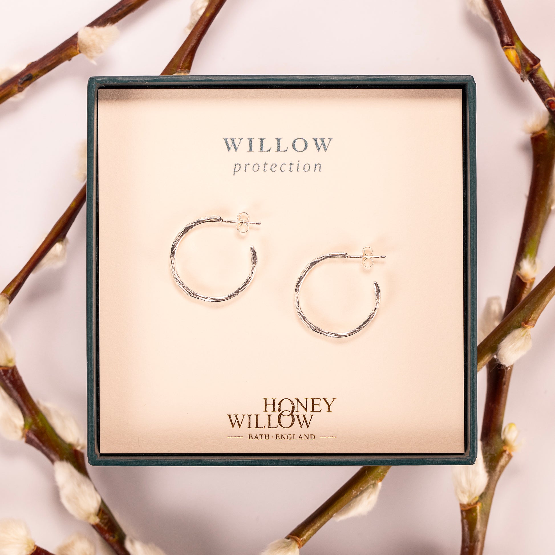 Willow Hoop Earrings - Protection - Silver - 2cm