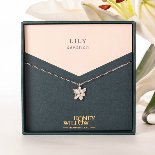 Lily Flower Necklace - Devotion - Silver
