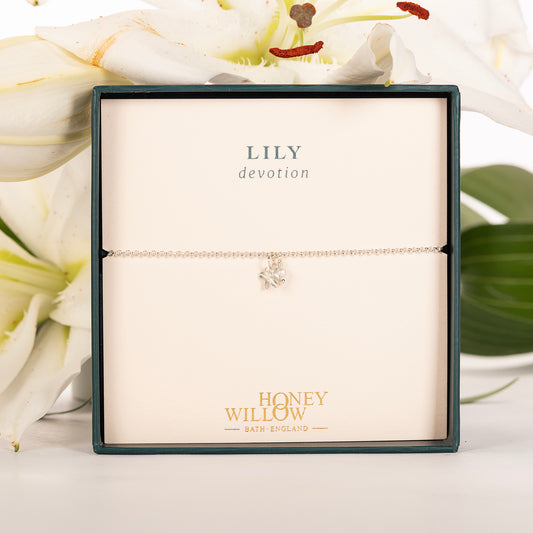 Delicate Lily & Pearl Bracelet - Devotion - Silver