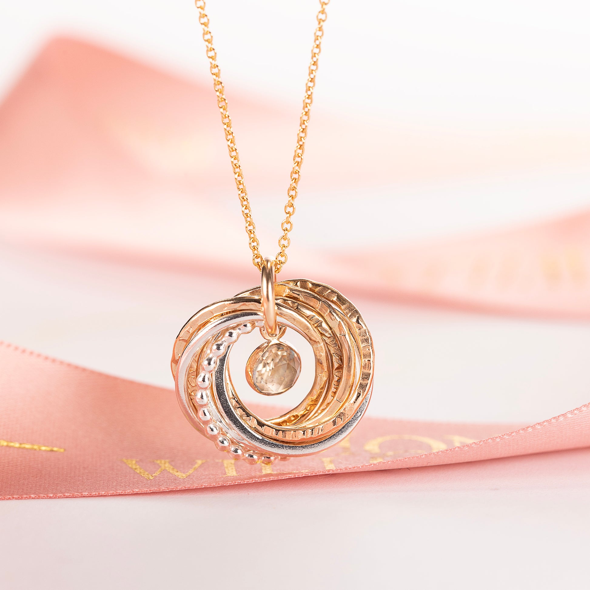 80th Birthday Birthstone Necklace - The Original 8 Links for 8 Decades Necklace - Petite Silver & Gold