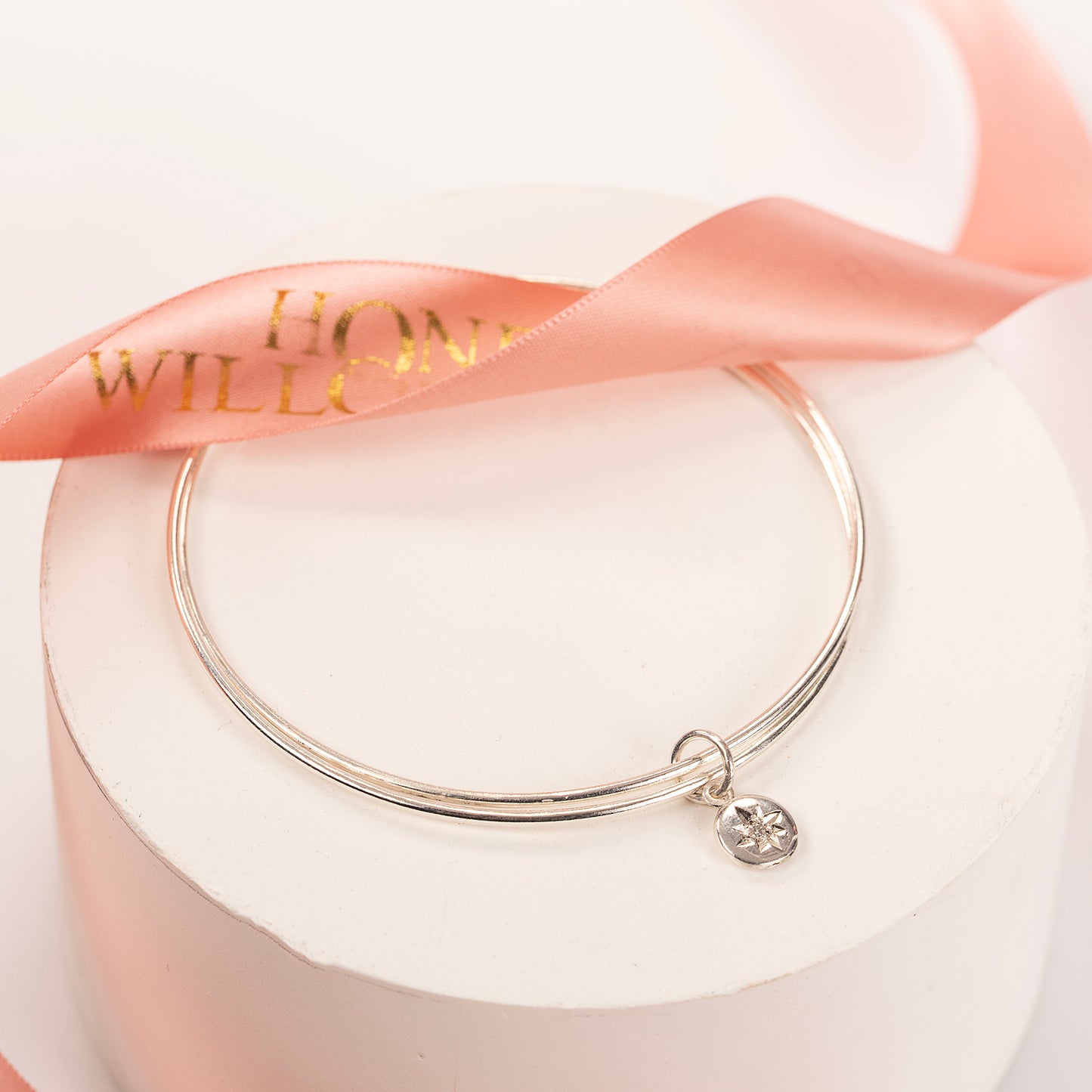 21st Birthday Bracelet - Double Linked Bangle with Lab-Grown Diamond - Silver