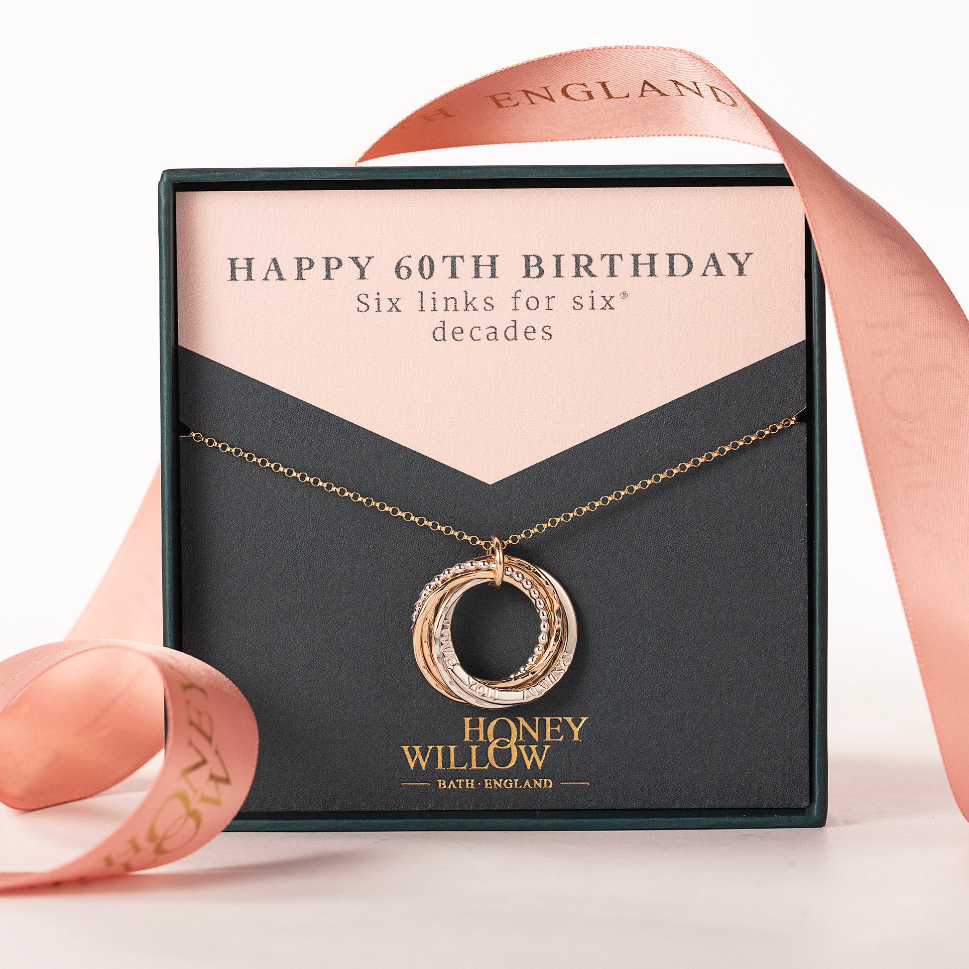 Personalised 60th Birthday Necklace - The Original 6 Links for 6 Decades Necklace - Silver & Gold