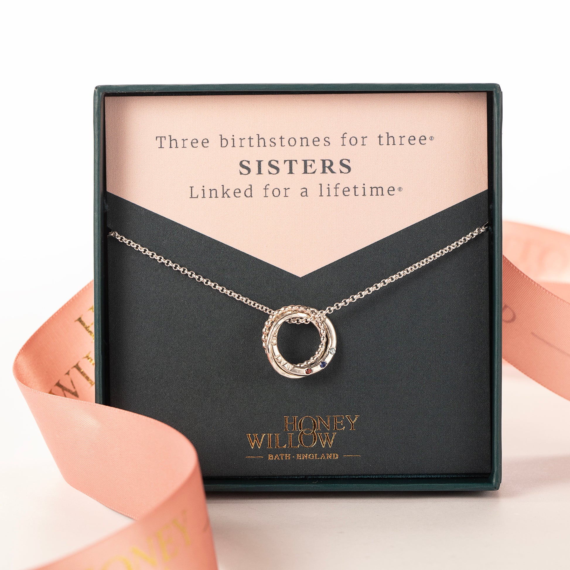 Personalised 3 Sisters Necklace - Petite Silver - Linked for a Lifetime