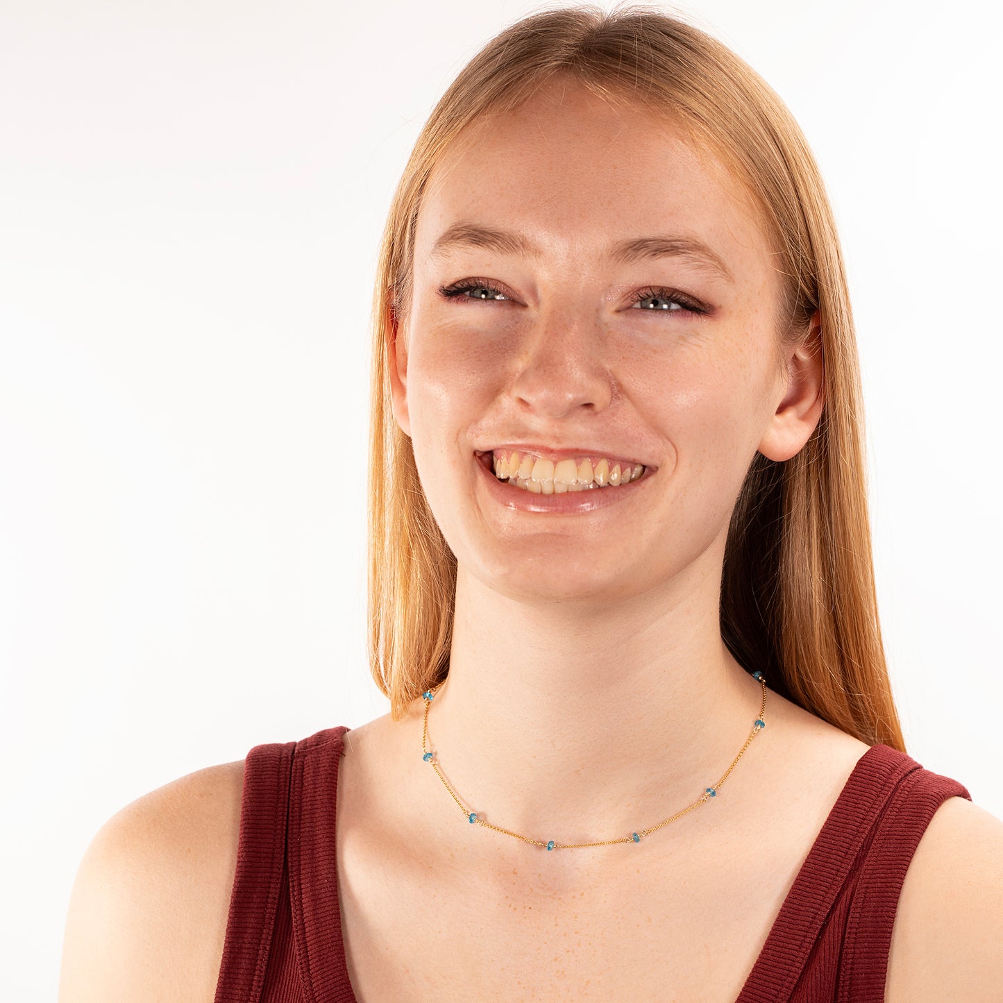 December Birthstone Satellite Necklace - Blue Topaz - Silver & Gold