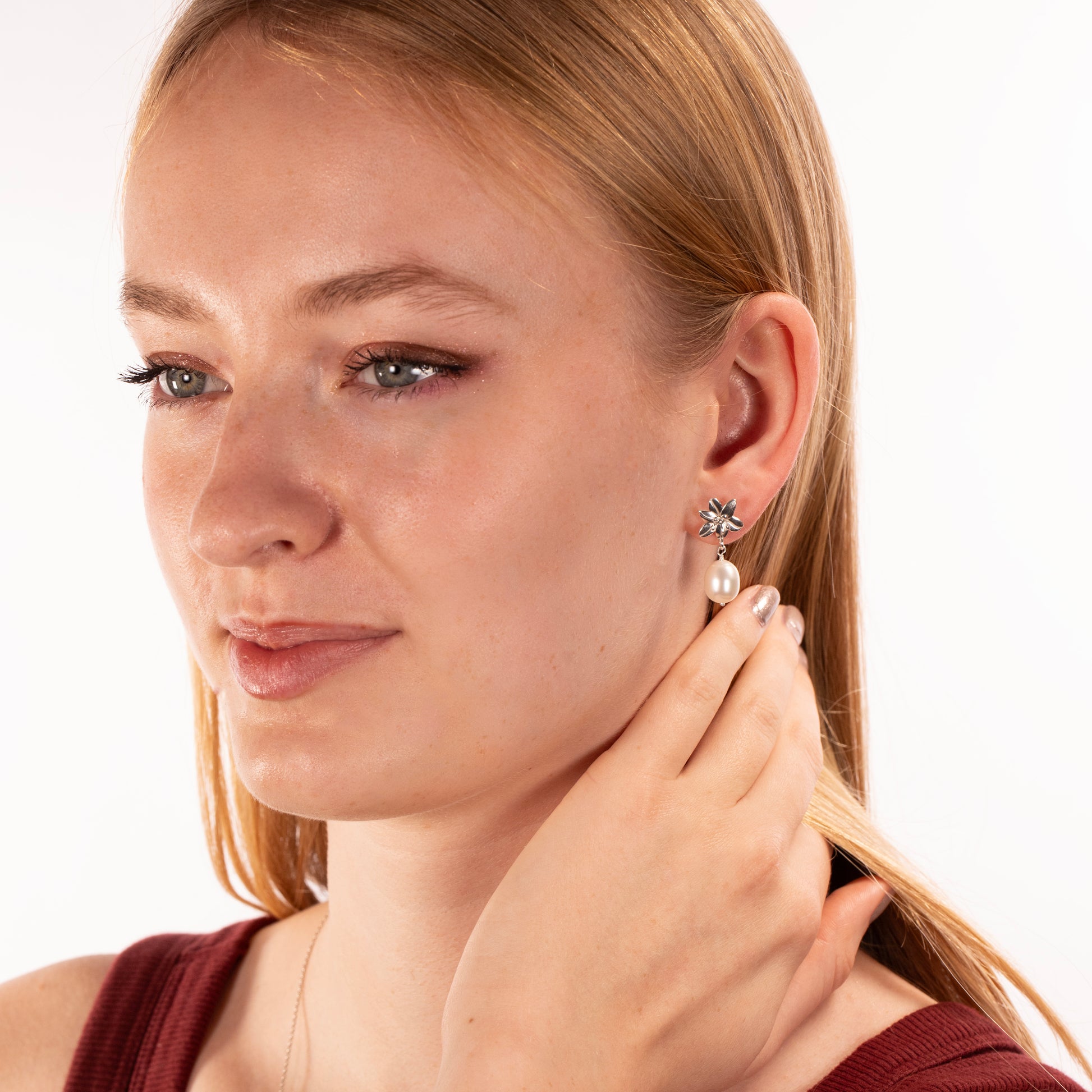 Lily & Pearl Earrings - Devotion - Silver
