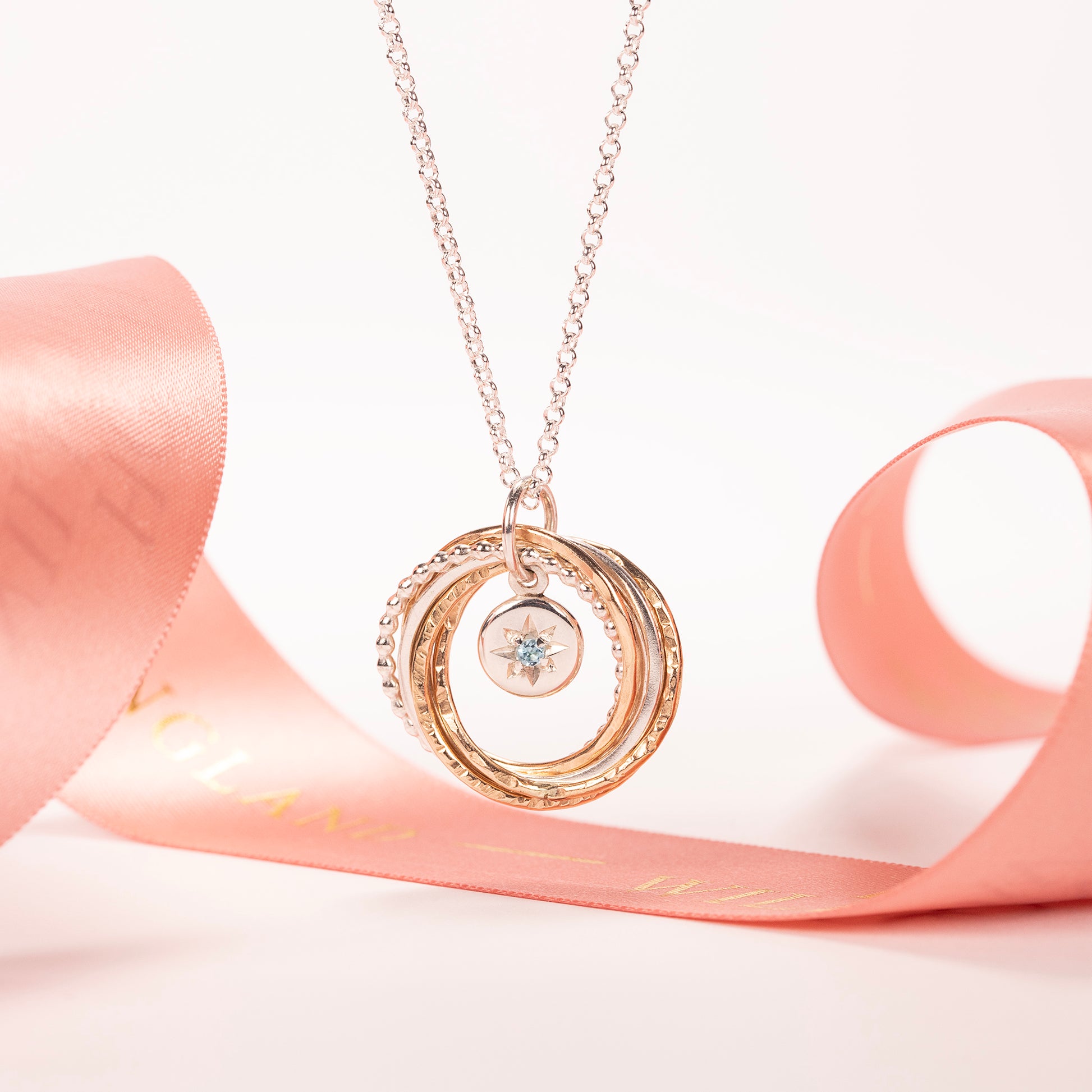 60th Birthday Birthstone Necklace - The Original 6 Links for 6 Decades Necklace - Silver & Gold