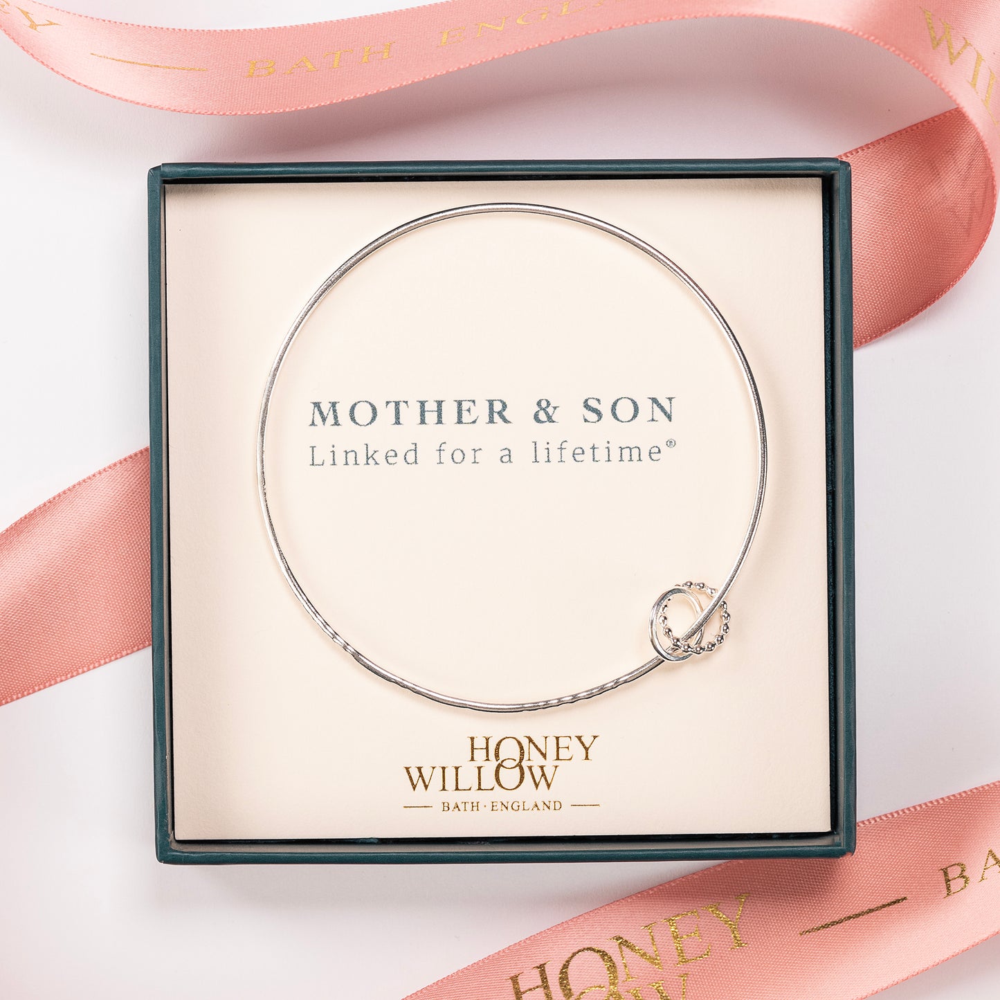 Gift for Mother from Son - Linked for a Lifetime Bangle - Silver