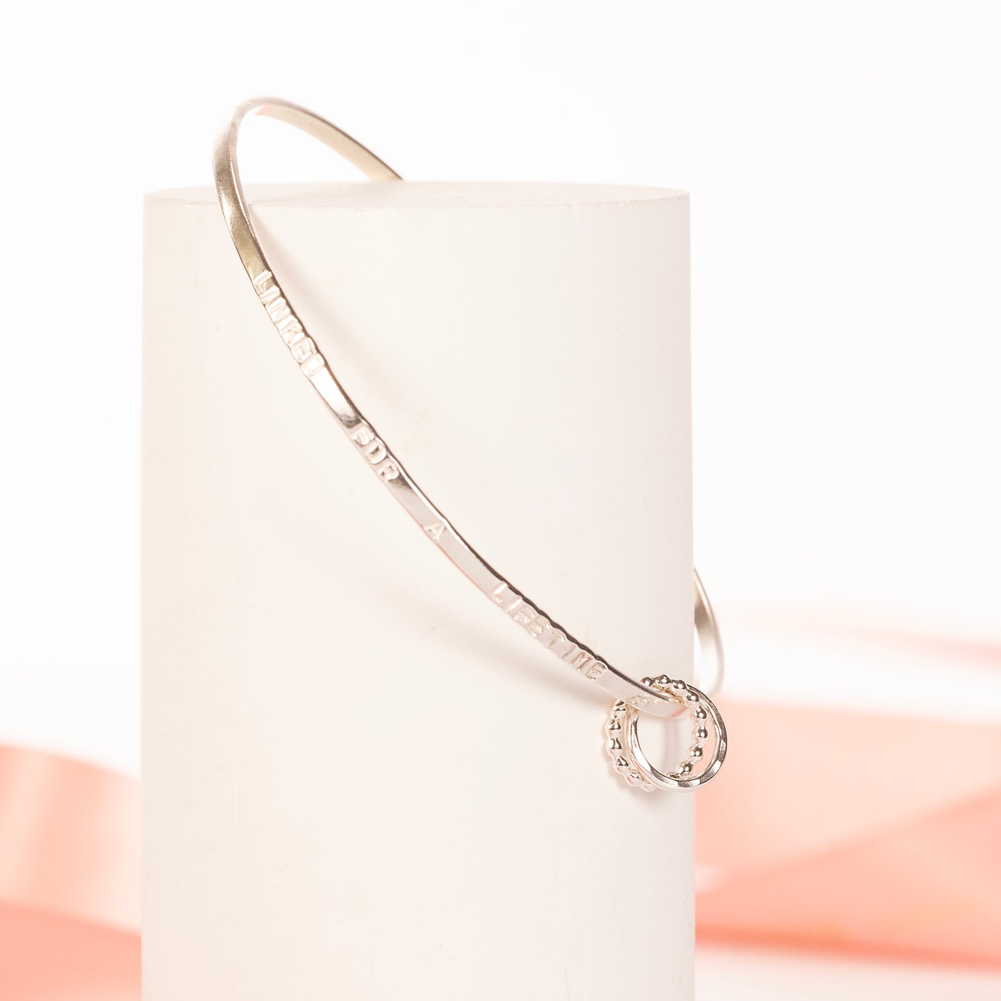 Personalised Sisters Bangle - Linked for a Lifetime - Silver
