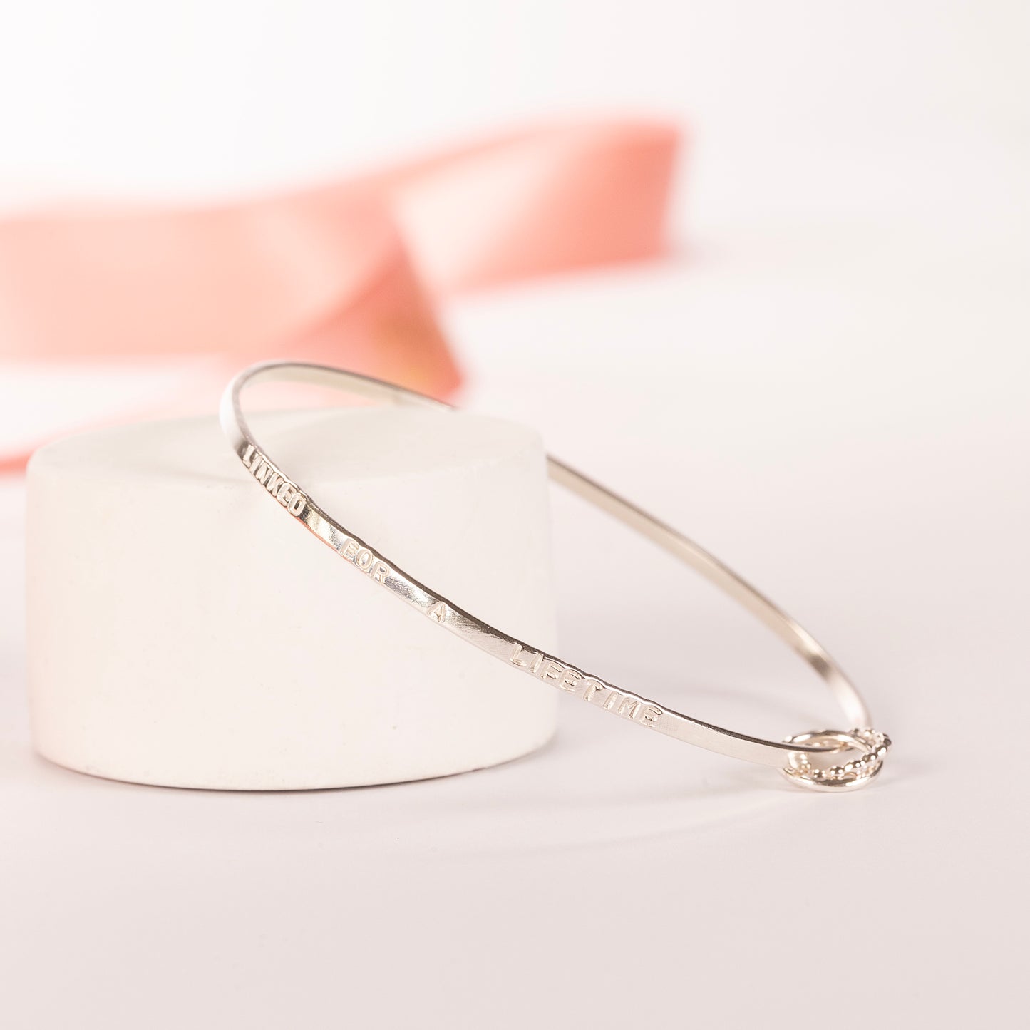 Gift for Mother from Son - Linked for a Lifetime Bangle - Silver