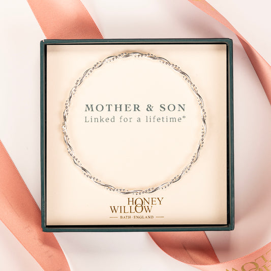 Gift for Mother from Son - Entwined Bangle - Silver