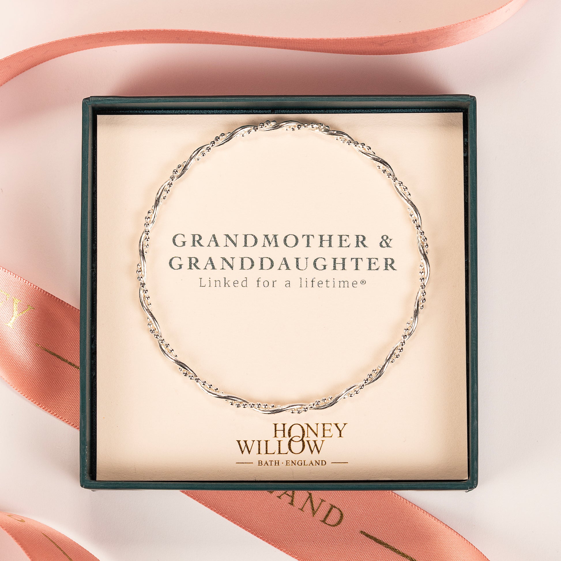 Grandmother & Granddaughter Bangle - Entwined Bangle - Linked for a Lifetime - Silver