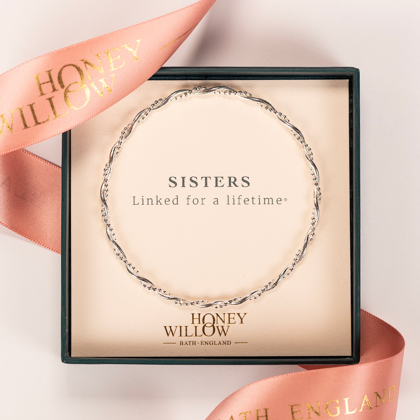 Sisters Bracelet - Entwined Bangle - Linked for a Lifetime - Silver