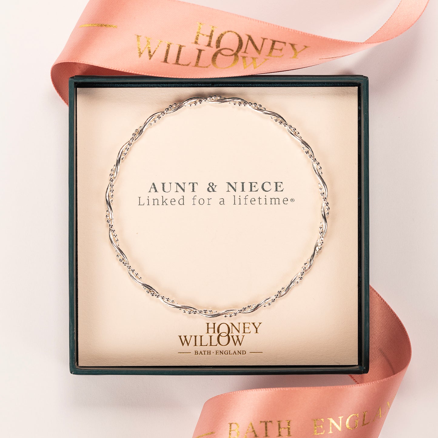 Gift for Niece from Aunt - Entwined Bangle - Linked for a Lifetime - Silver