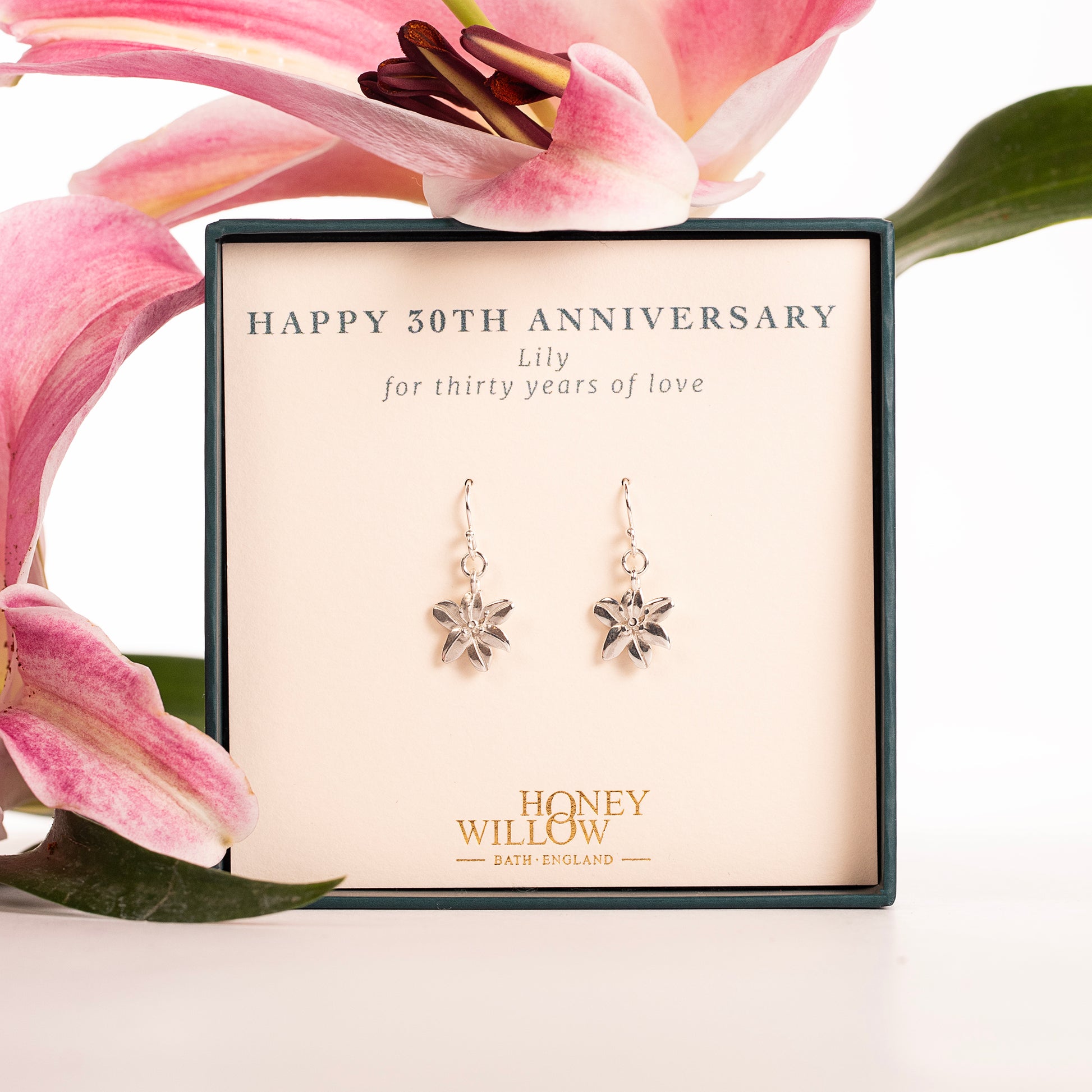 30th Anniversary Gift - Lily Earrings - Silver