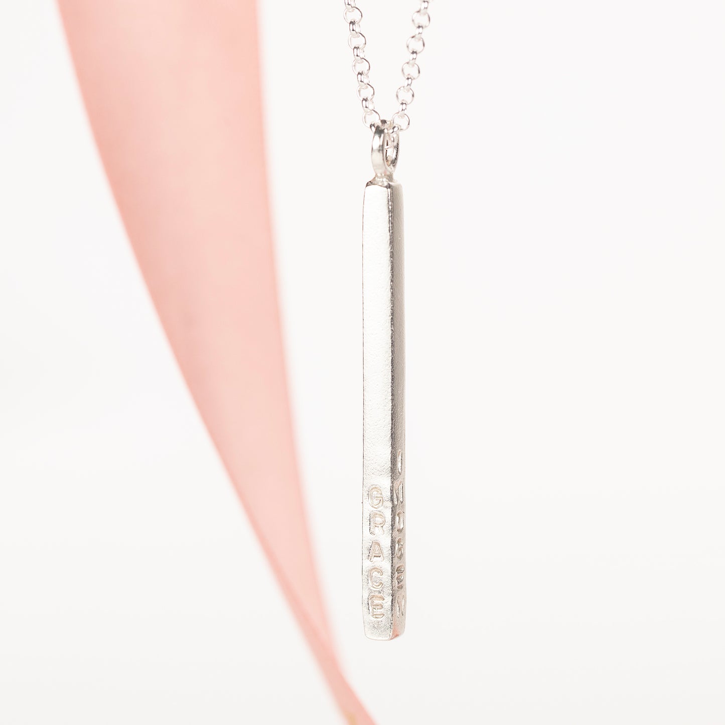 Silver Column Necklace With Names