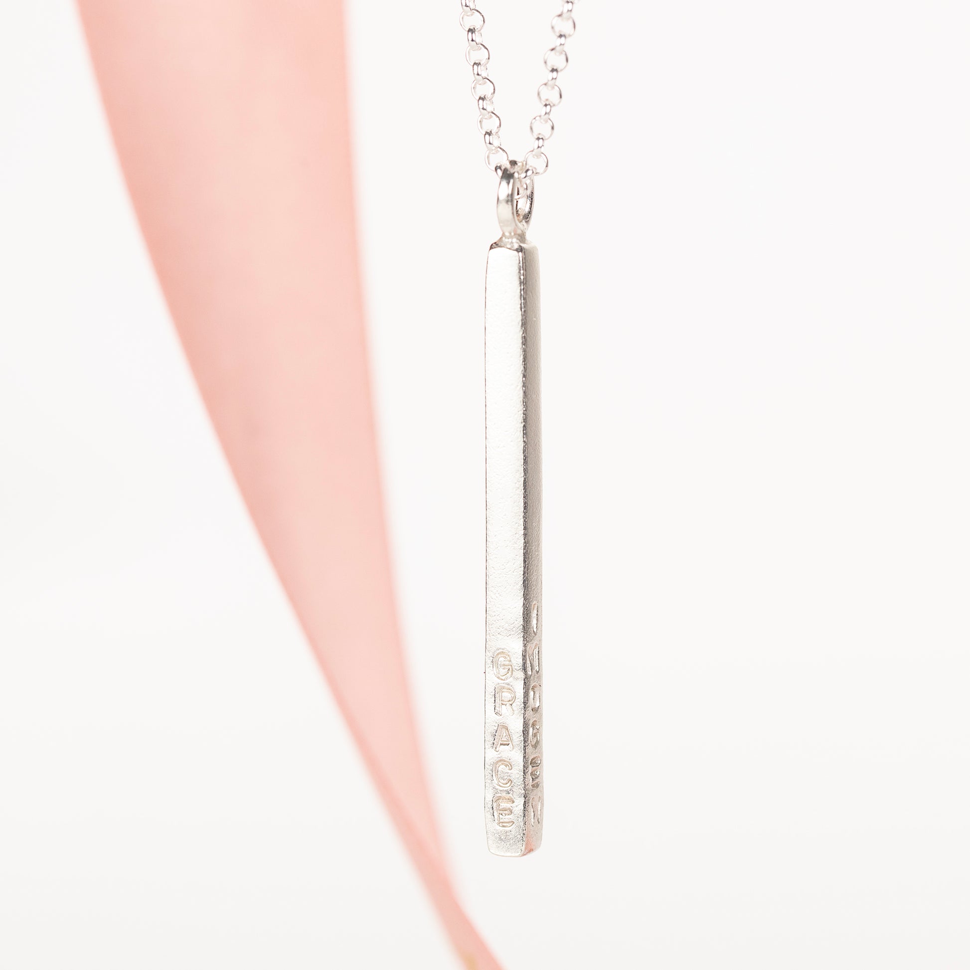Silver Column Necklace With Names