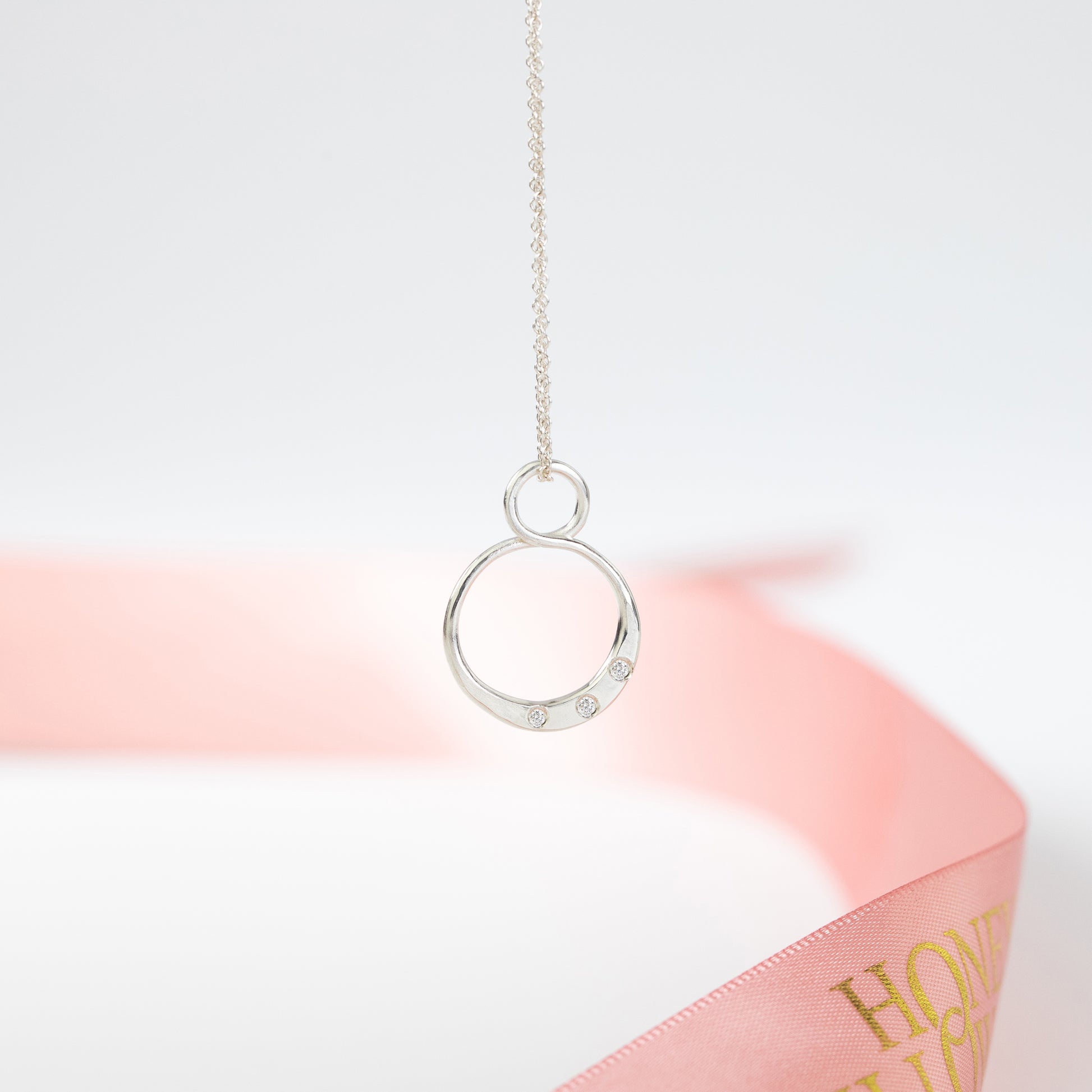 Petite Diamond Infinity Necklace- 3 Diamonds for 3 Loved Ones - Silver