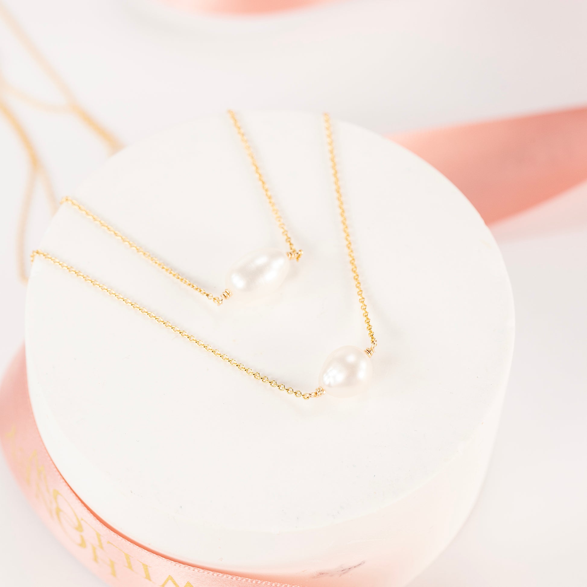 Little Bean Pregnancy Necklace - Freshwater Pearl - Silver & Gold