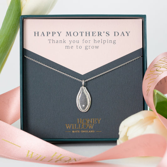 Gift for Mum - Diamond Seed Necklace - Silver