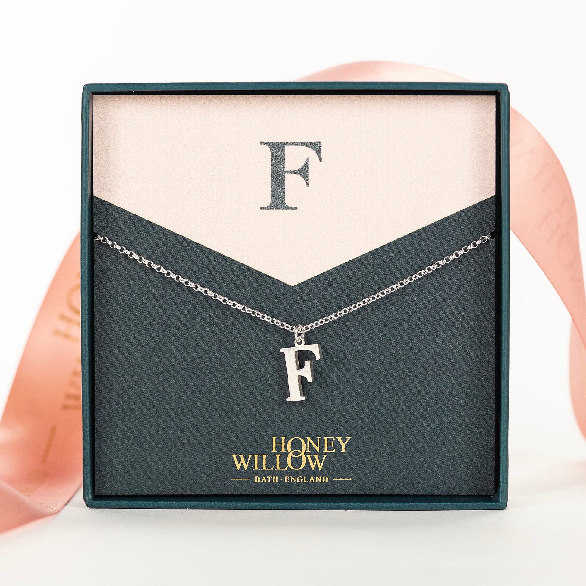 F Initial Charm Necklace - Silver