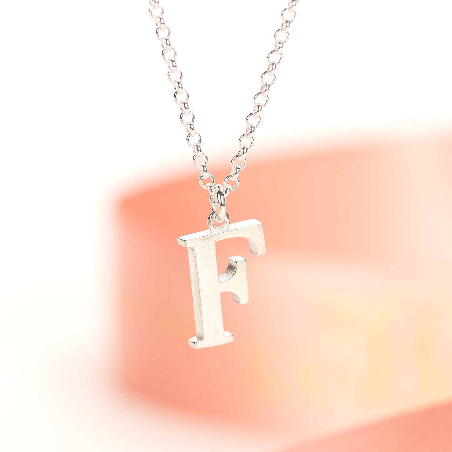 F Initial Charm Necklace - Silver