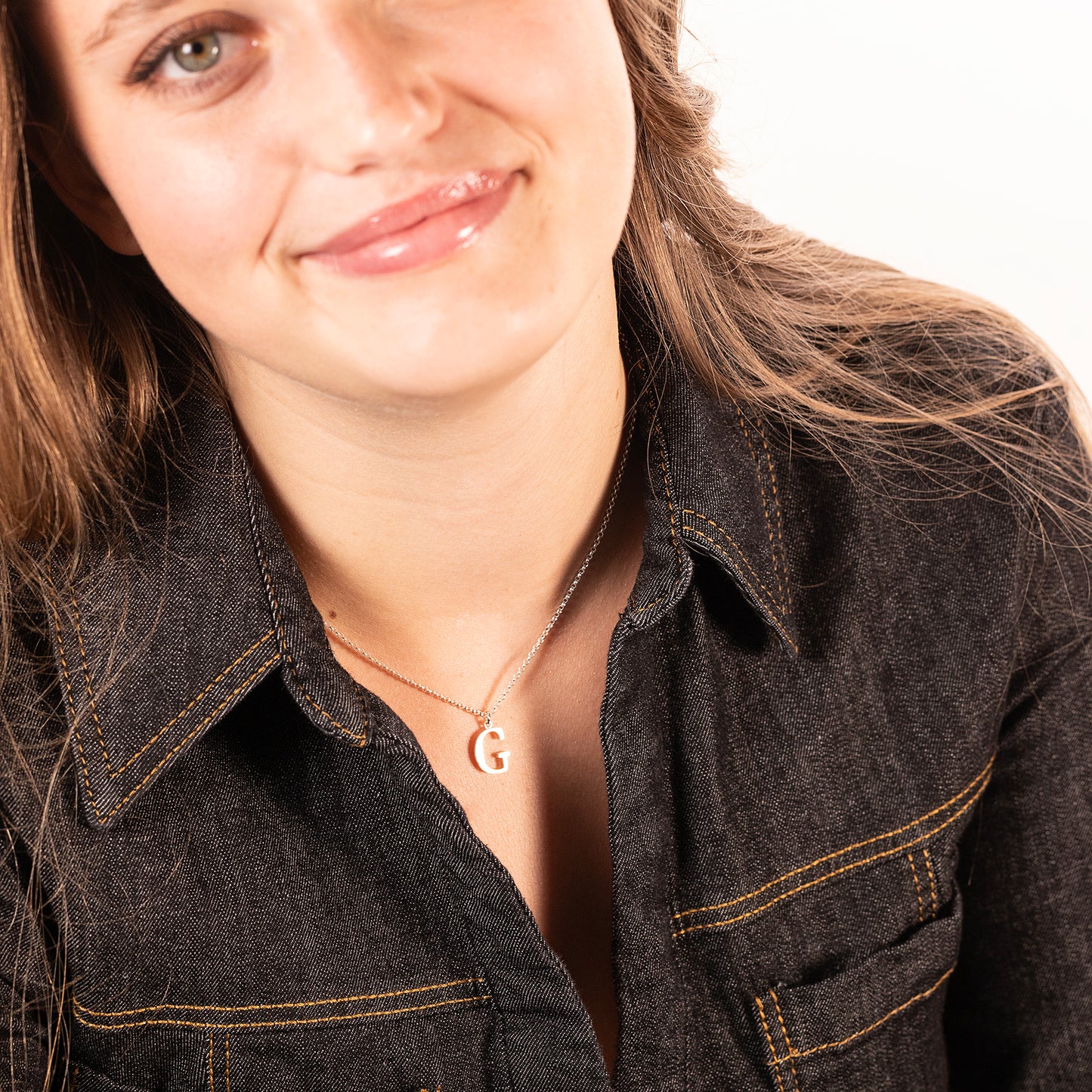 G Initial Letter Necklace - Silver