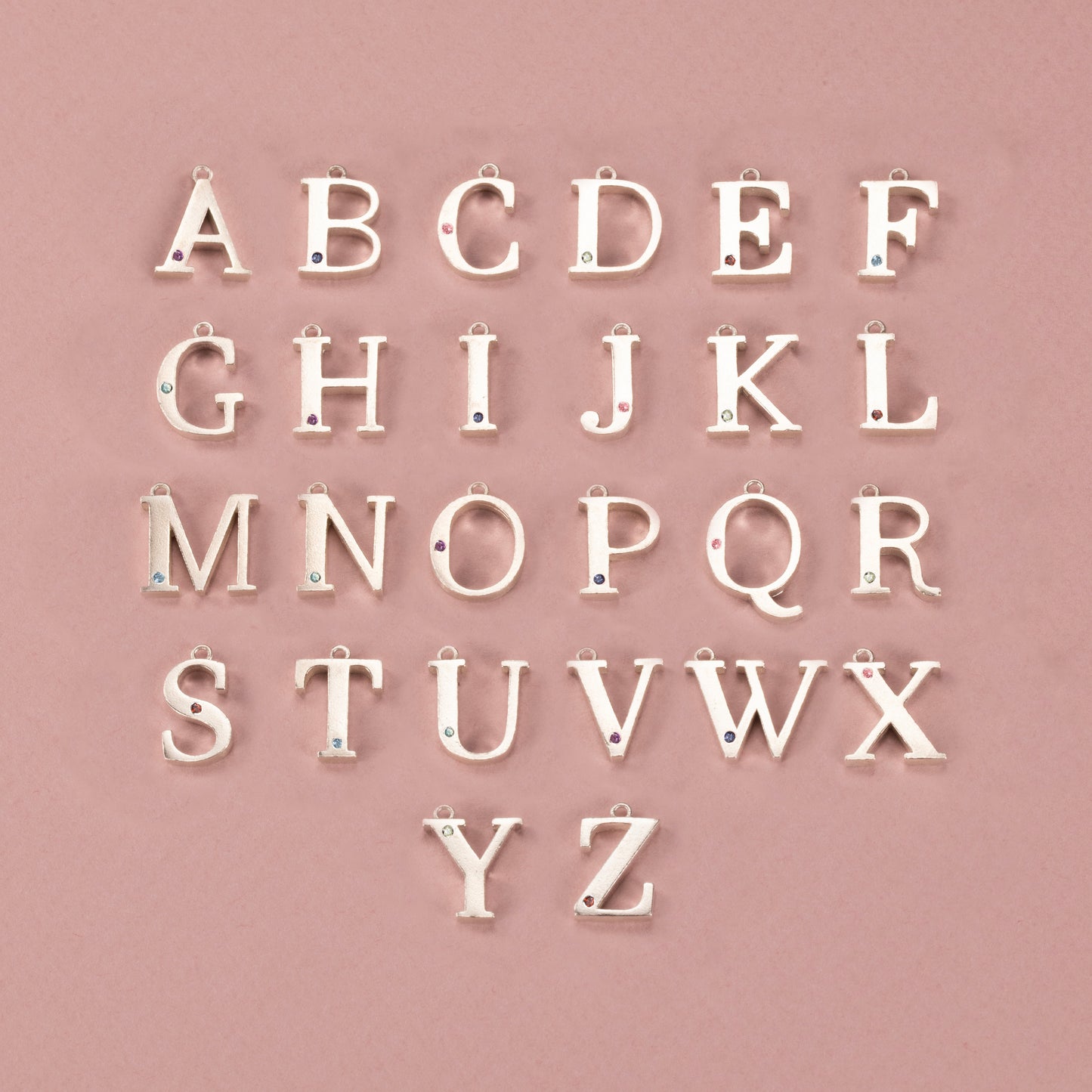 Initial Letter & Birthstone Necklace - Silver