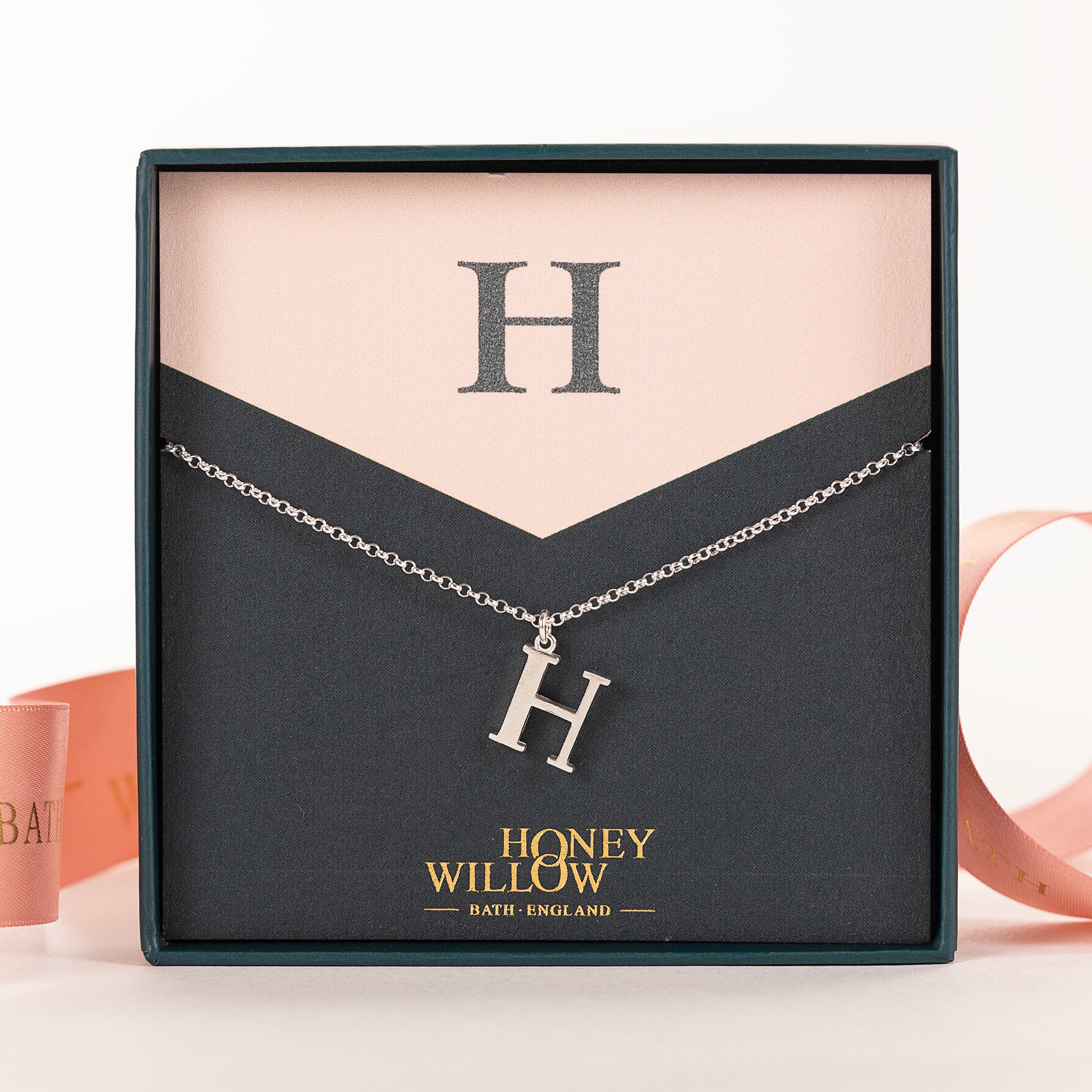 H Initial Charm Necklace - Silver