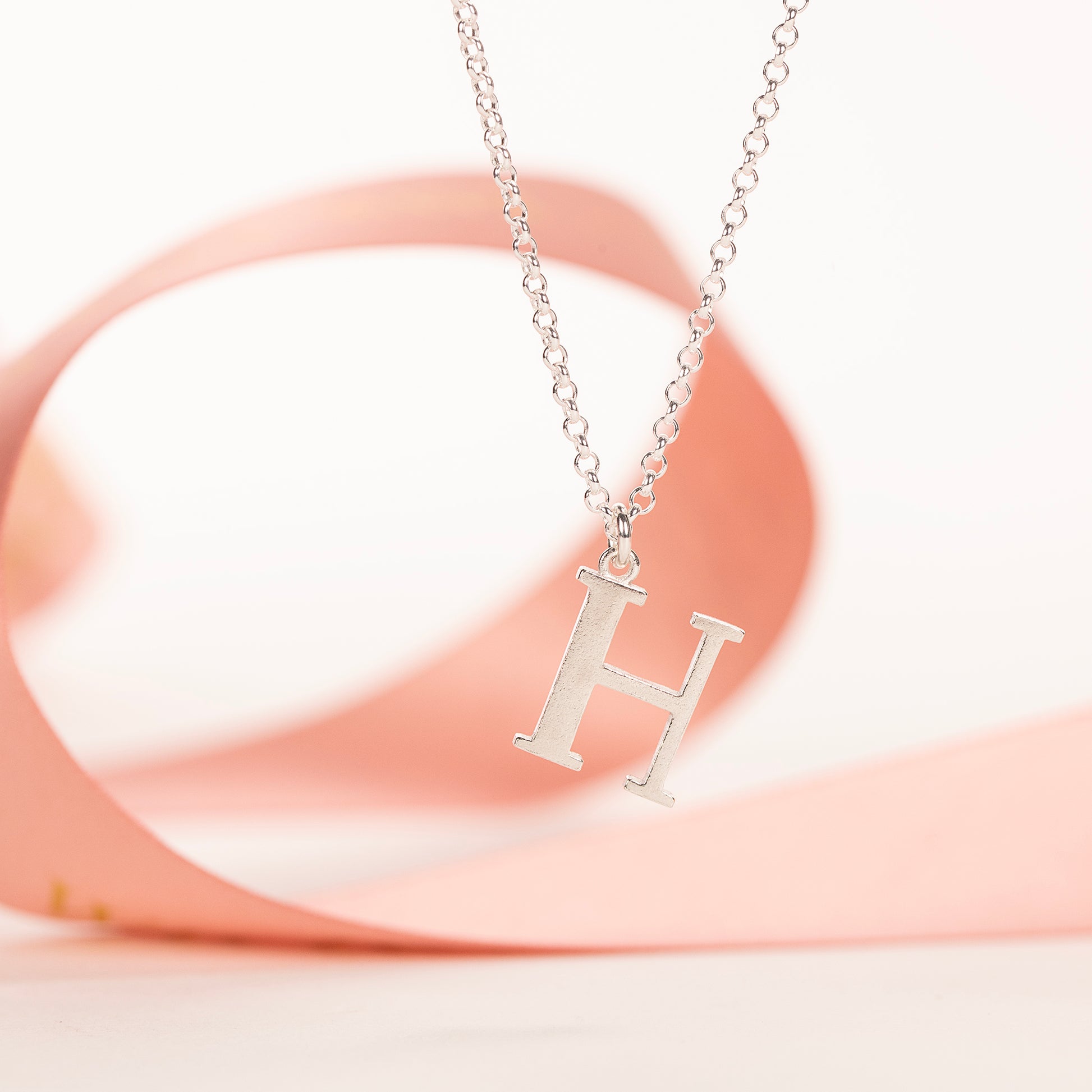 H Initial Charm Necklace - Silver