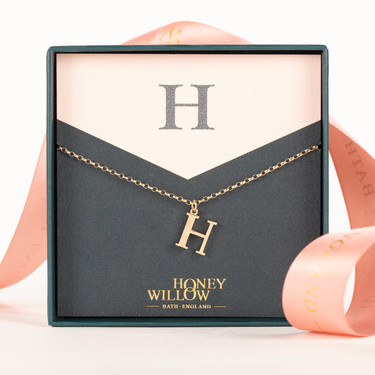 H Initial Letter Necklace - 9kt Gold