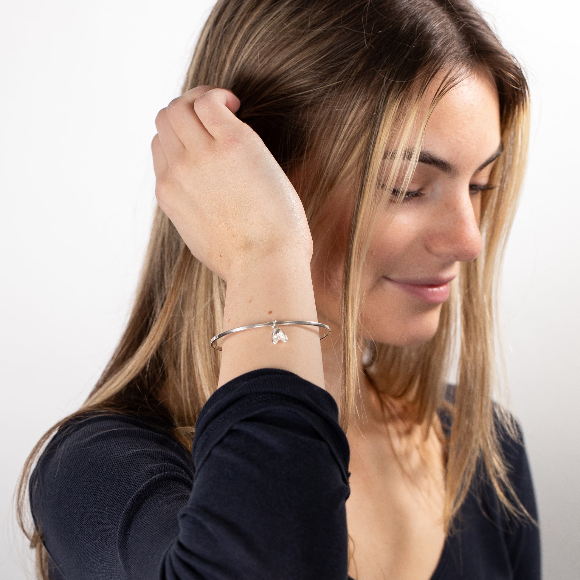 January Birth Flower Jewellery - Personalised Snowdrop Bangle - Silver