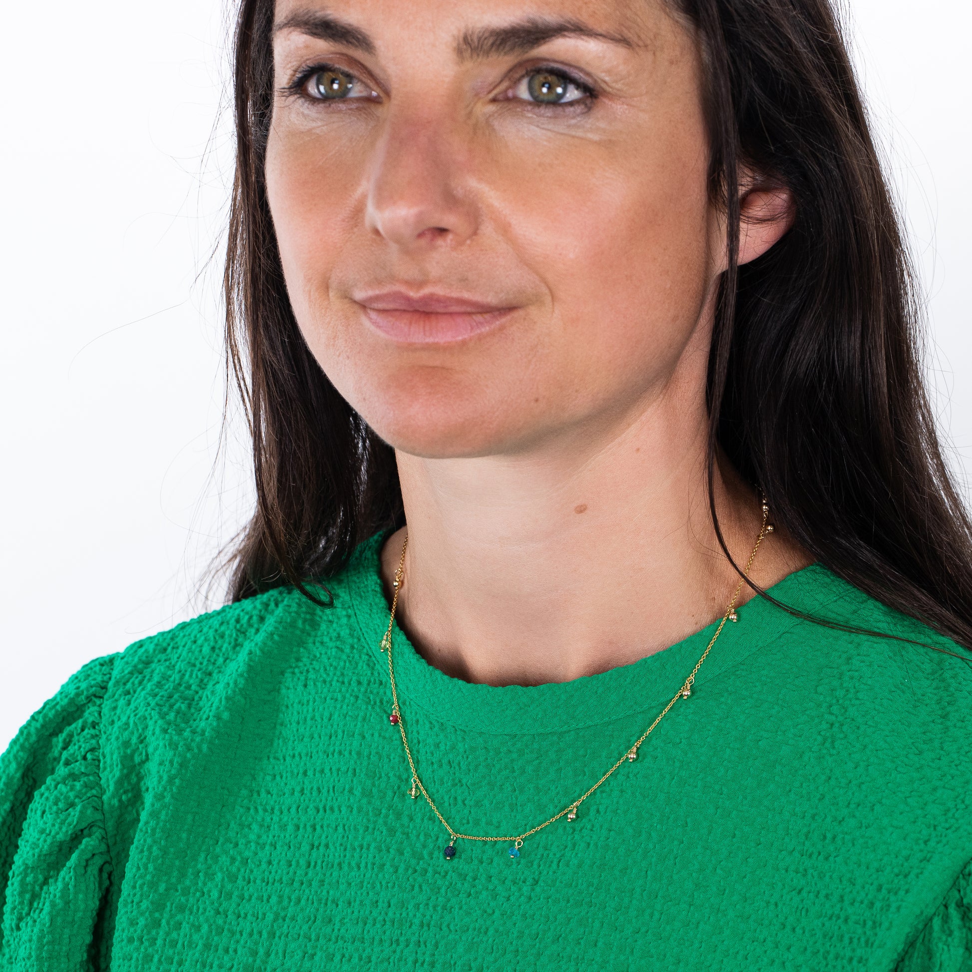 Gift for Mum - Delicate Family Birthstone Necklace - Five Birthstones for Five Loved Ones