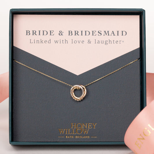 Bride & Bridesmaids Necklace - 9kt Gold, Rose Gold & Silver Love Knot Necklace