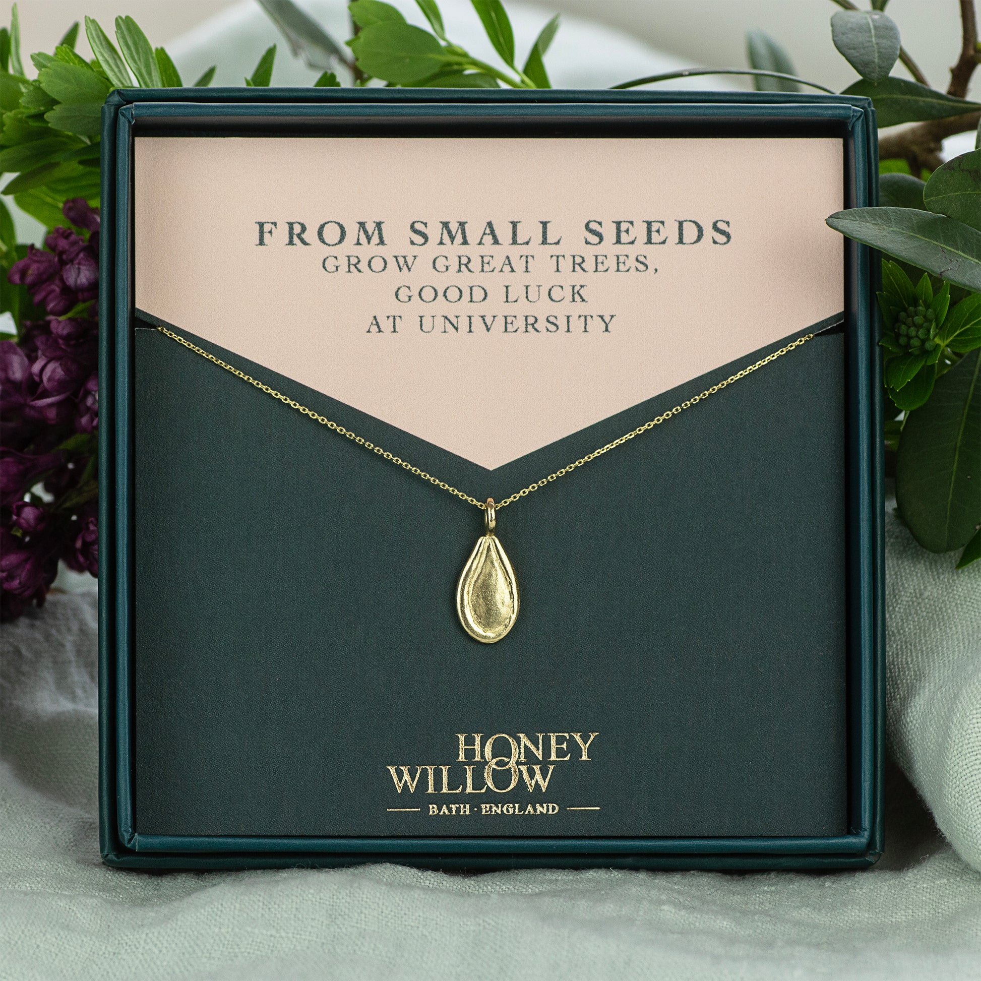 Good Luck At University Gift - 9kt Gold Seed Necklace