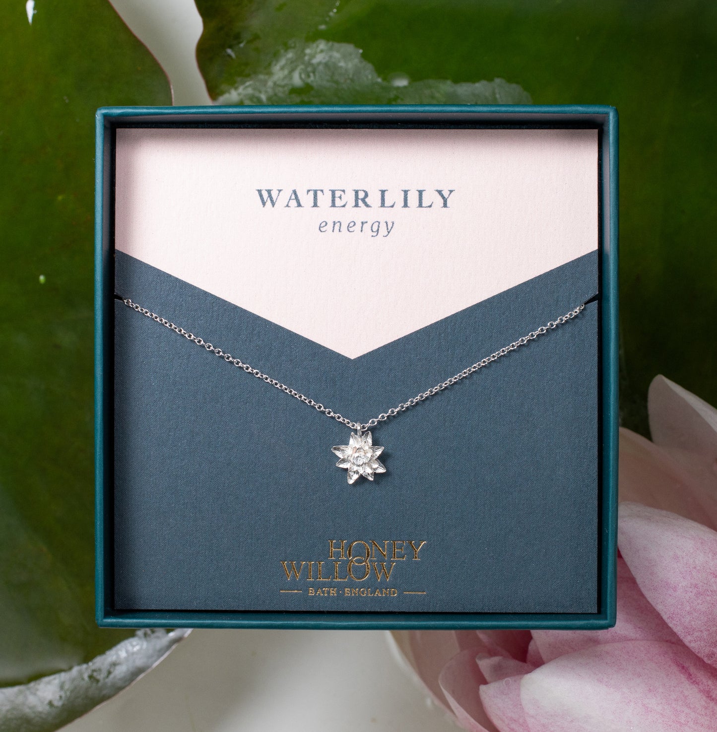 Waterlily Flower Necklace - Energy - Silver