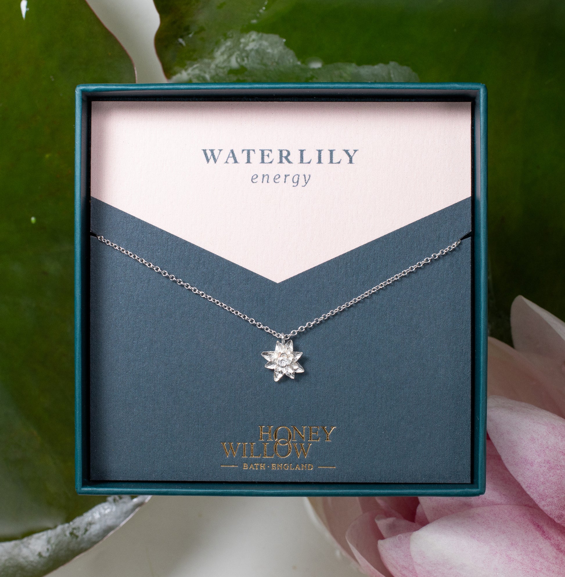 Waterlily Flower Necklace - Energy - Silver