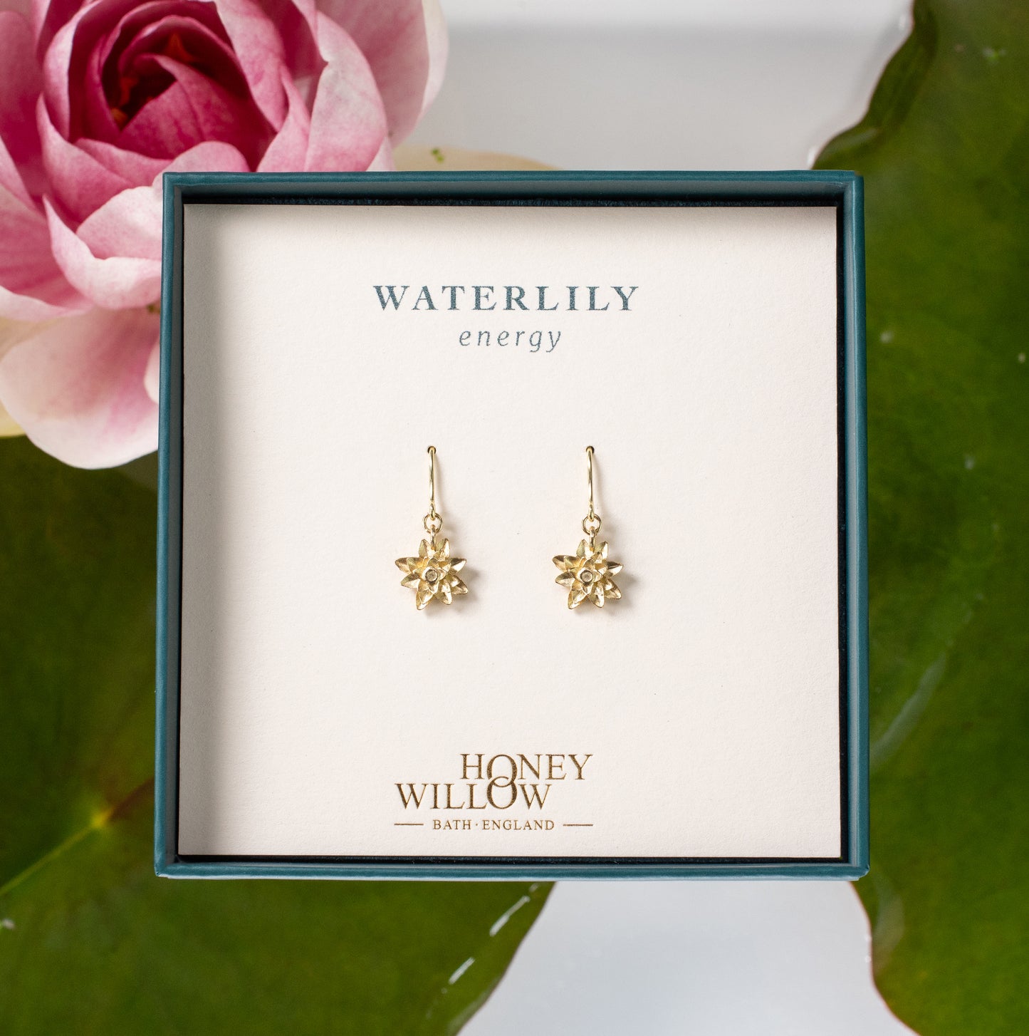Waterlily Flower Earrings - Energy - 9kt Gold