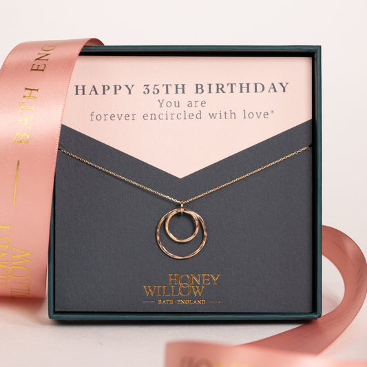 35th Birthday Necklace - Forever Encircled with Love - 9kt Gold