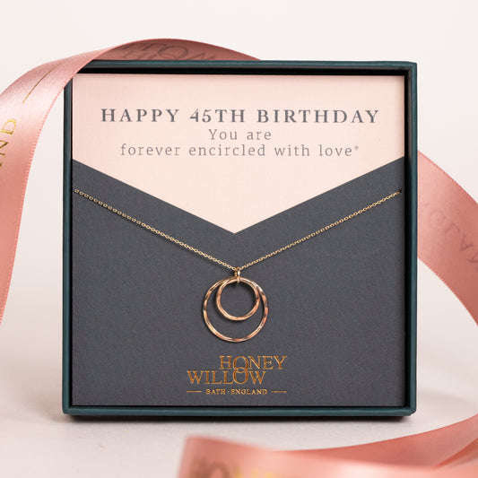 45th Birthday Necklace - Forever Encircled with Love - 9kt Gold