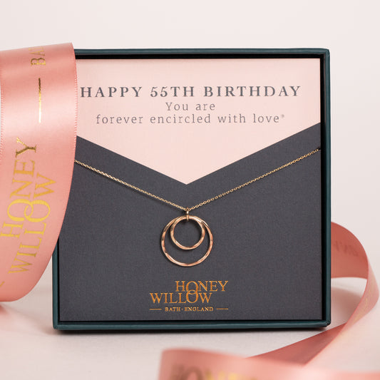 55th Birthday Necklace - Forever Encircled with Love - 9kt Gold