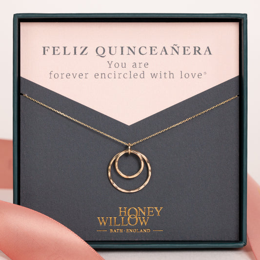 Gift for Quinceañera - Forever Encircled with Love - 9kt Gold