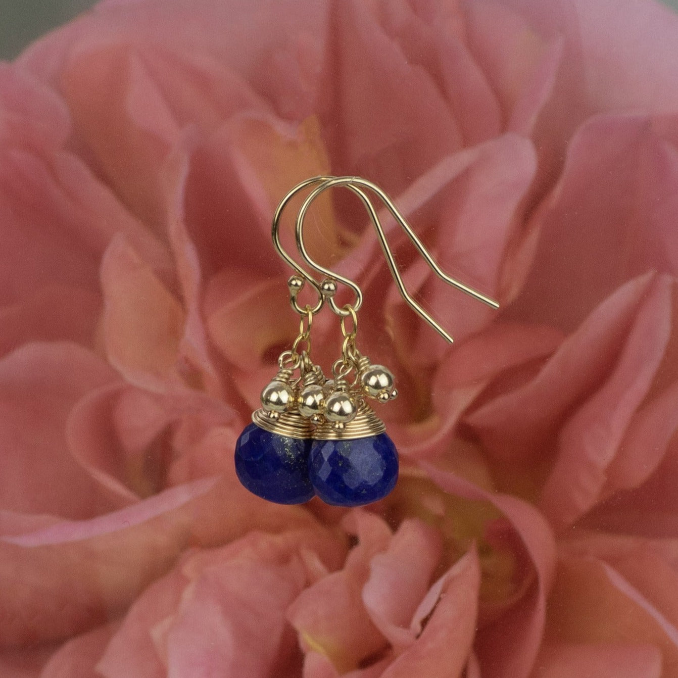 Lapis Earrings - Courage - Silver & Gold