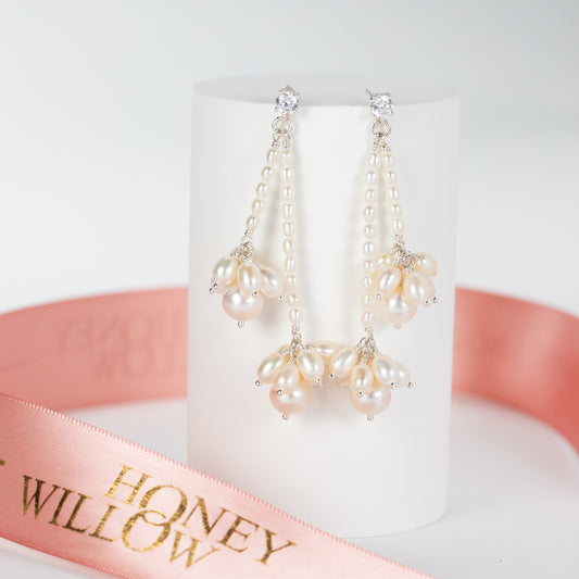 Double Drop Pearl Cluster Earrings