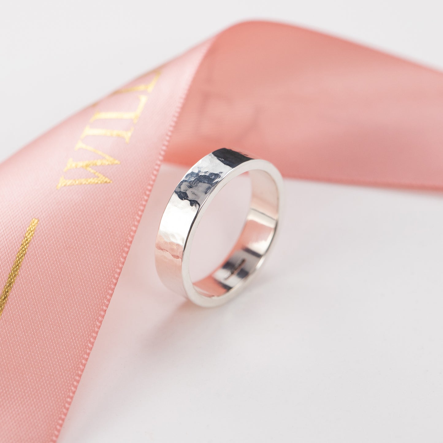 Extra Wide Hammered Texture Wedding Band - Silver