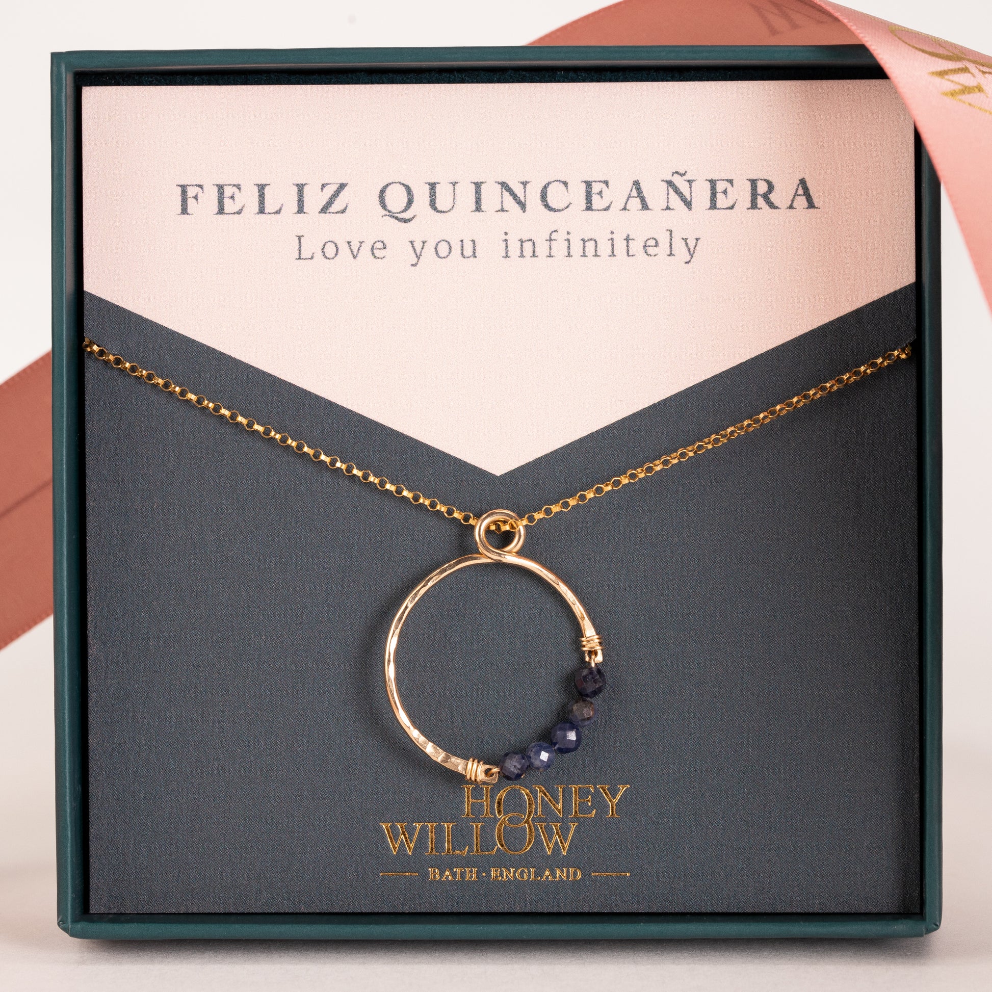 Quinceañera Gift - Infinity Birthstone Necklace - Silver & Gold