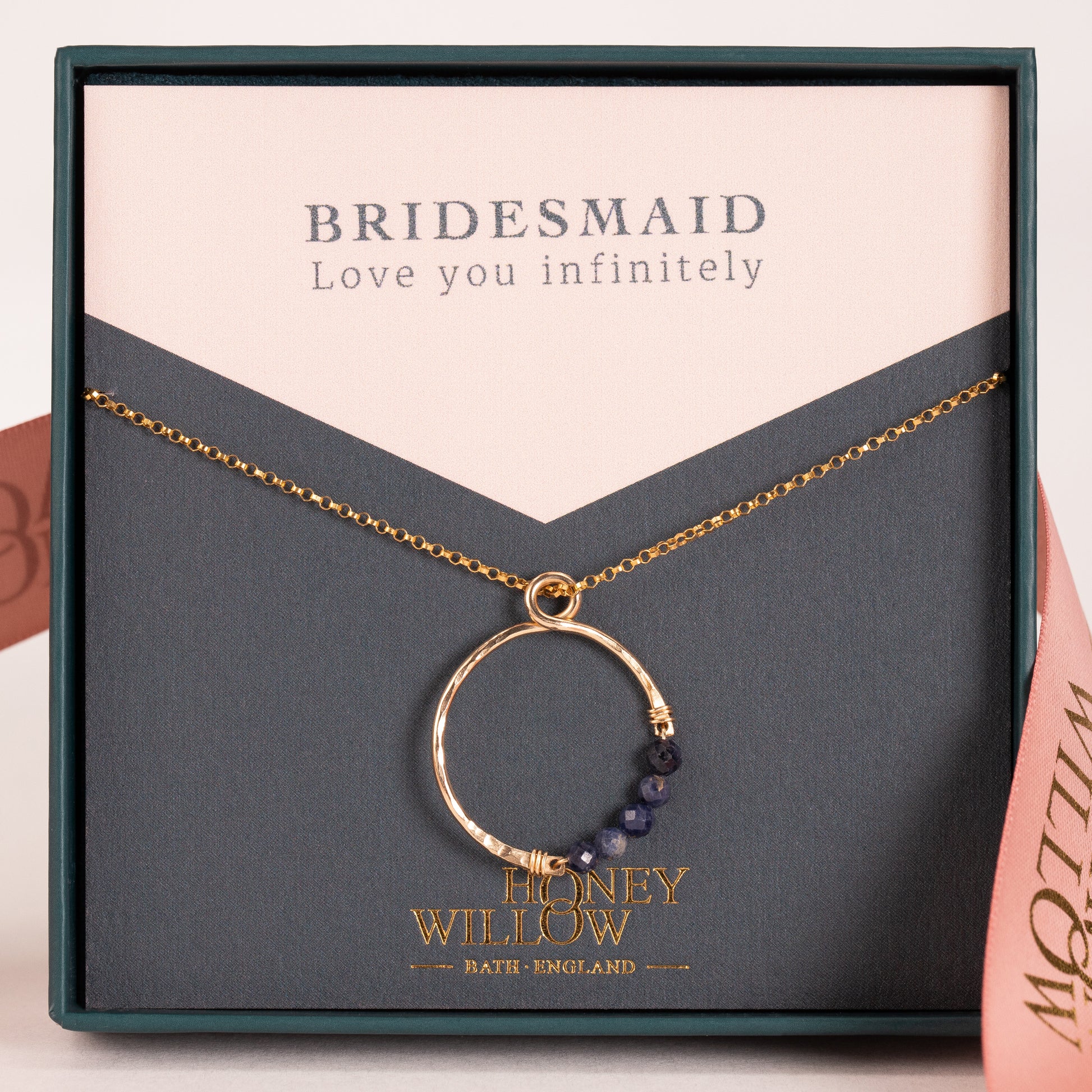 Gift for Bridesmaid - Infinity Necklace with Birthstone - Silver & Gold